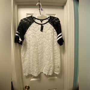 NWT Torrid Varsity striped lace Tee